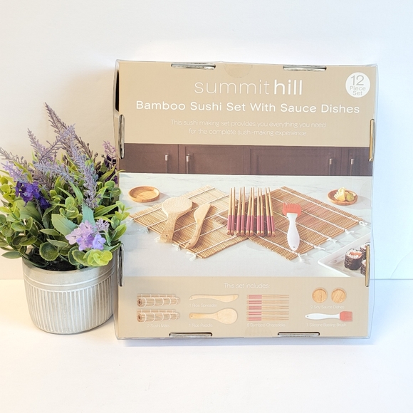 🆕️ Bamboo Sushi 12 Piece Set With Sauce Dishes - NIB - Picture 8 of 9